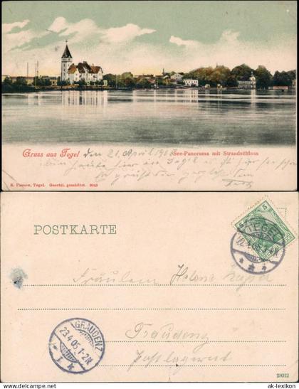 Ansichtskarte Tegel-Berlin Stadt, Strandschloß 1905