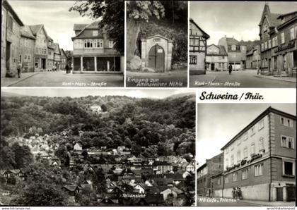 CPA Schweina Bad Liebenstein im Thüringer Wald, Karl-Marx-Straße, Altensteiner Mühle, HO Cafe Frieden