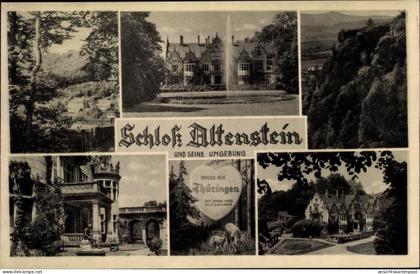 CPA Schweina in Thüringen, Schloss Altenstein, Brunnen, Felsen