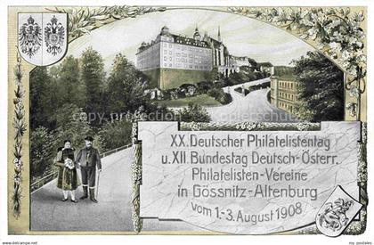 Goessnitz ALTENBURG (S.A.) Thueringen Deutscher Philatelistentag 1908 Schloss
