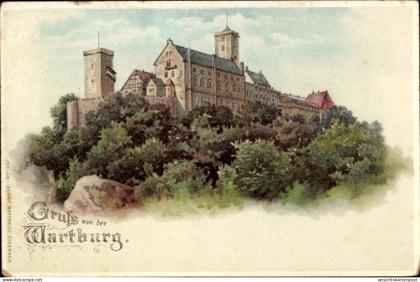 Perl Lithographie Lutherstadt Eisenach in Thüringen, Wartburg