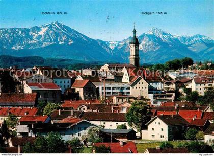 Traunstein Oberbayern Chiemgauer Alpen Hochfelln Hochgern Kirche Ortsansicht