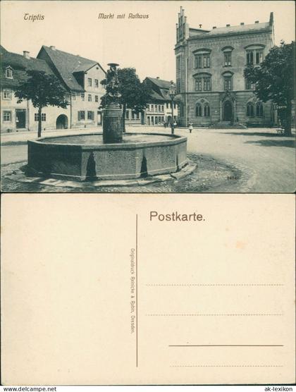 Ansichtskarte Triptis Markt mit Rathaus 1912