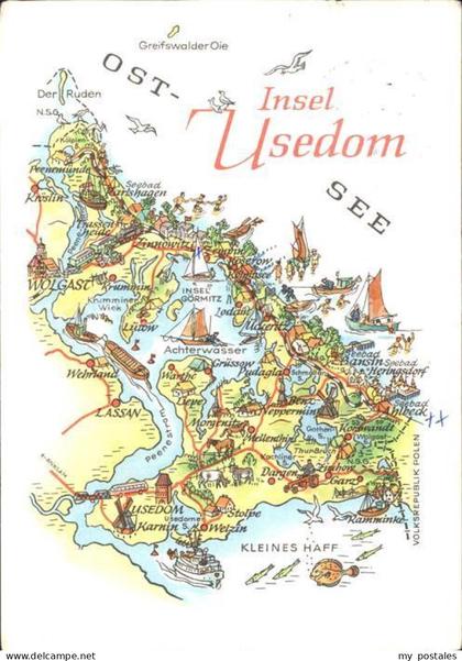 Usedom Mecklenburg-Vorpommern Landkarte Insel Usedom Sehenswuerdigkeiten