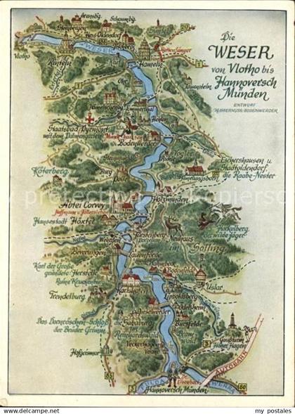Vlotho Die Weser Gebietskarte von Vlotho bis Hann Muenden