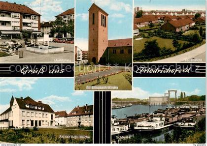 Friedrichsfeld Voerde Marktplatz Brunnen St. Elisabeth-Kirche Teilansicht Schleu