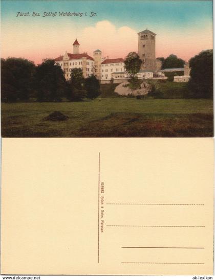 Waldenburg (Sachsen) Fürstl. Res. Schloß Waldenburg coloriert 1912