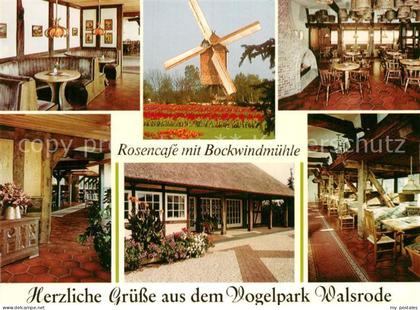 Walsrode Lueneburger Heide Vogelpark Walsrode Rosencafe mit Bockwindmuehle Gastr