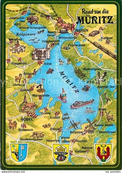 Waren Mueritz Rund um die Mueritz Mecklenburgische Seenplatte Landkarte