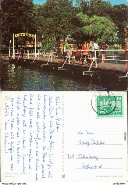 Waren (Müritz) Kietz-Brücke Ansichtskarte 1971
