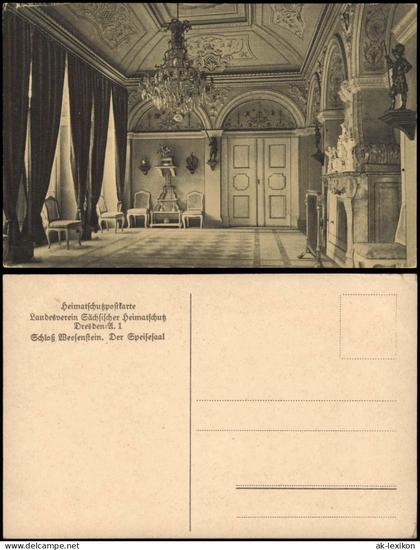 Weesenstein (Müglitz) Schloss Weesenstein Innenansicht Speisesaal 1910