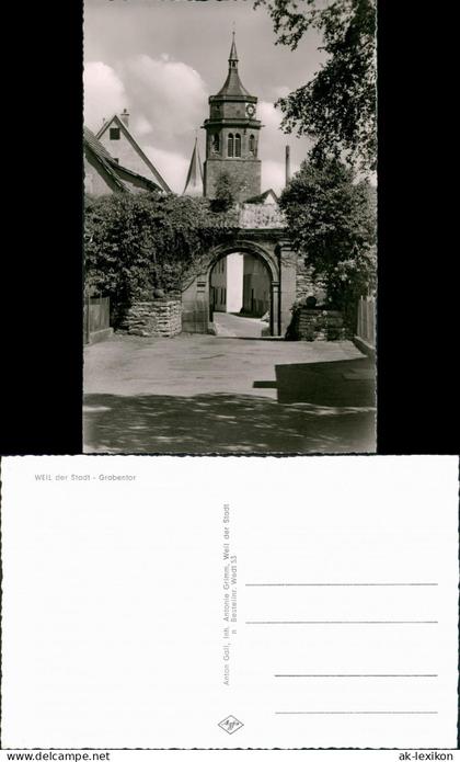 Ansichtskarte Weil der Stadt Partie am Grabentor 1960