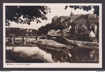Vintage postcard Weilburg Lahn river bridge castle Hesse Germany 1930s