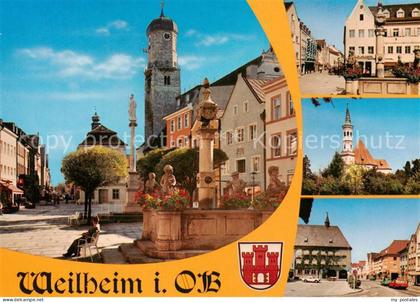 Weilheim Oberbayern Kirche Brunnen Ortspartien