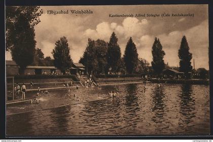 AK Weinböhla, Elbgaubad, Café Reichskanzler, Inh. Alfred Stiegler