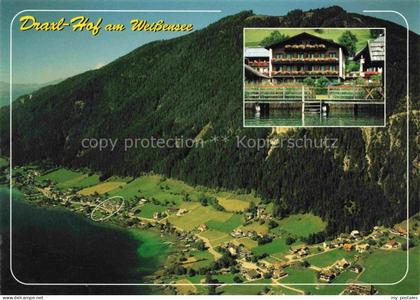 Neusach Weissensee Kaernten AT Luftbild Draxl-Hof Weissensee See Berge Wald Hote
