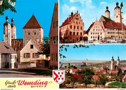 Wemding Kirche Rathaus Markt Panorama