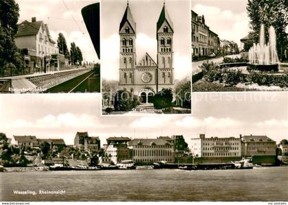 Wesseling Rheinansicht Rheinuferbahnhof St.Germanus Leuchtbrunnen