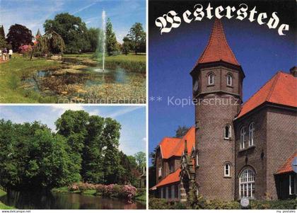 Westerstede Ammerland Niedersachsen Stadtpark-Thalenweide Fontaene Teich Bahnhof