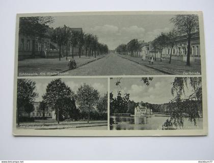 SCHÖNWALDE , Dorfstrasse ,seltene Ansichtskarte um 1940