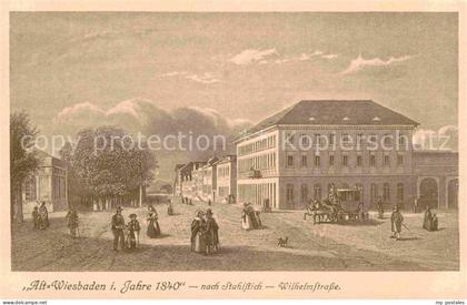Wiesbaden Alt Wiesbaden 1840 Wilhelmstrasse nach Stahlstich