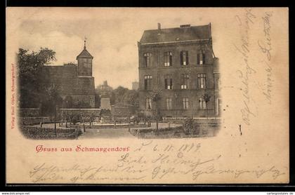 AK Schmargendorf, Denkmalanlage mit Kirche u. weiterem Gebäude