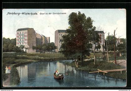 AK Hamburg-Winterhude, Kanal an der Sierichstrasse