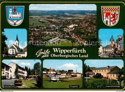 Wipperfuerth Luftansicht Oberbergisches Land Kirche Muetterheim Flugplatz Jugend