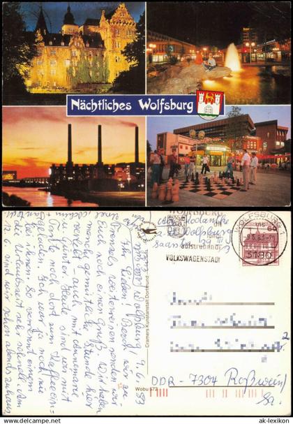Ansichtskarte Wolfsburg Nächtliches Wolfsburg (Mehrbildkarte) 1983