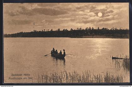 AK Zechlinerhütte, Mondschein am See, Ruderboot