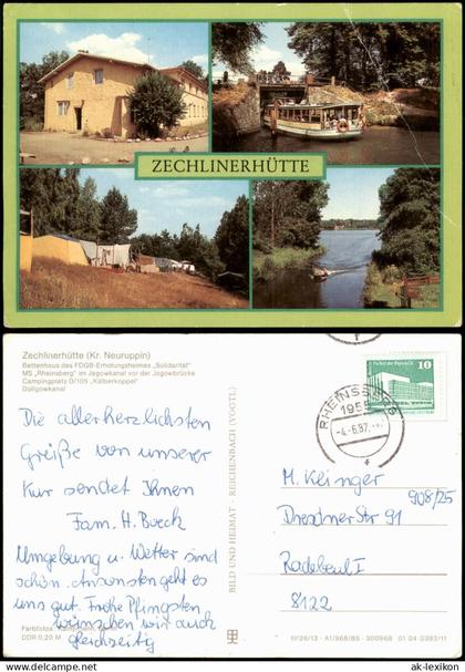Zechlinerhütte  mit FDGB-Erholungsheimes Solidarität und Schiff MS  1987/1985