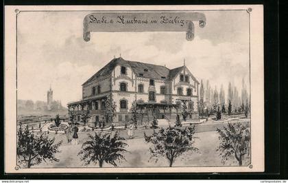 Künstler-AK Zörbig, Bade- & Kurhaus