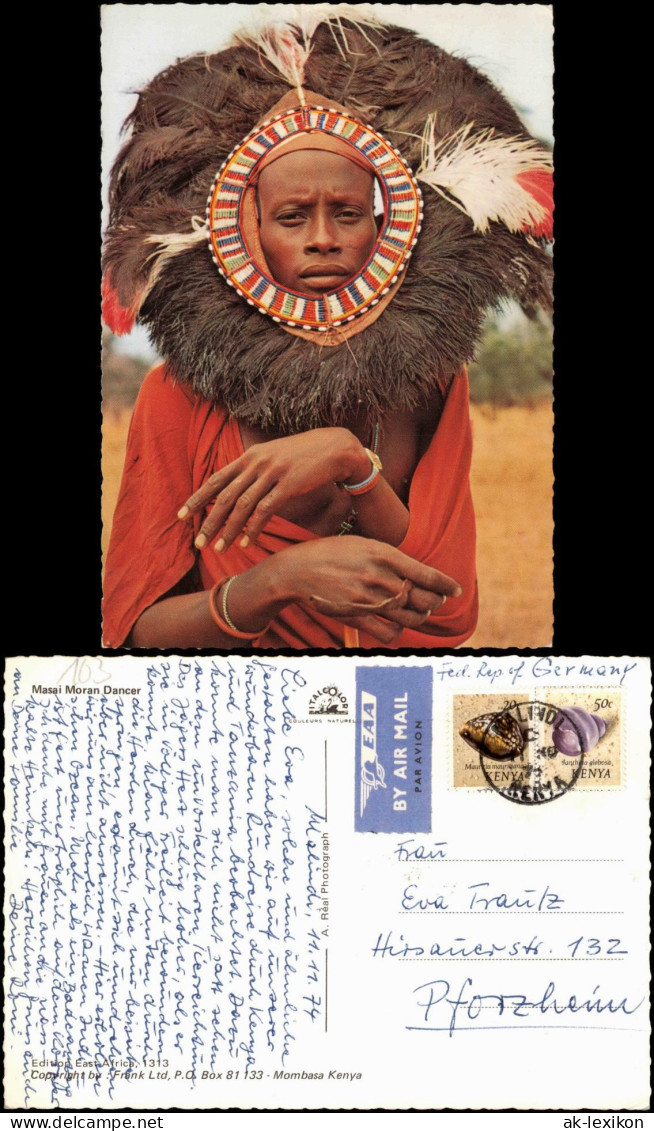 _Allgemein Menschen Typen Kenia: Masai Moran Dancer Native Einheimischer 1974