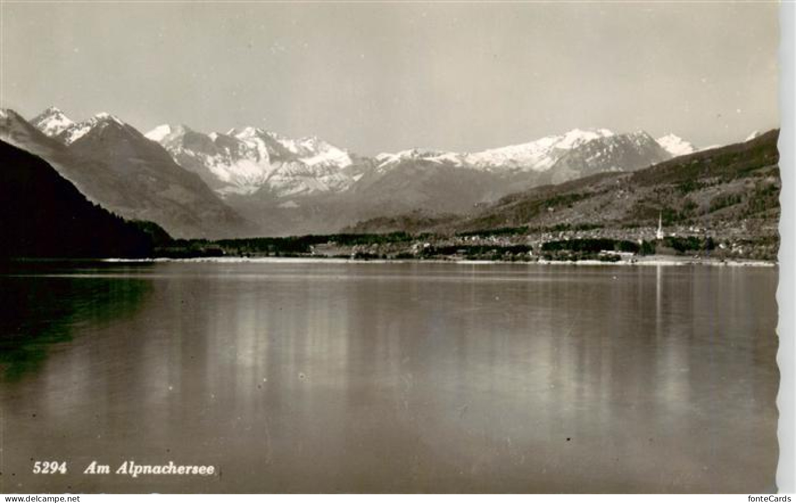 Alpnach OW Panorama Blick ueber den Alpnachersee Alpen
