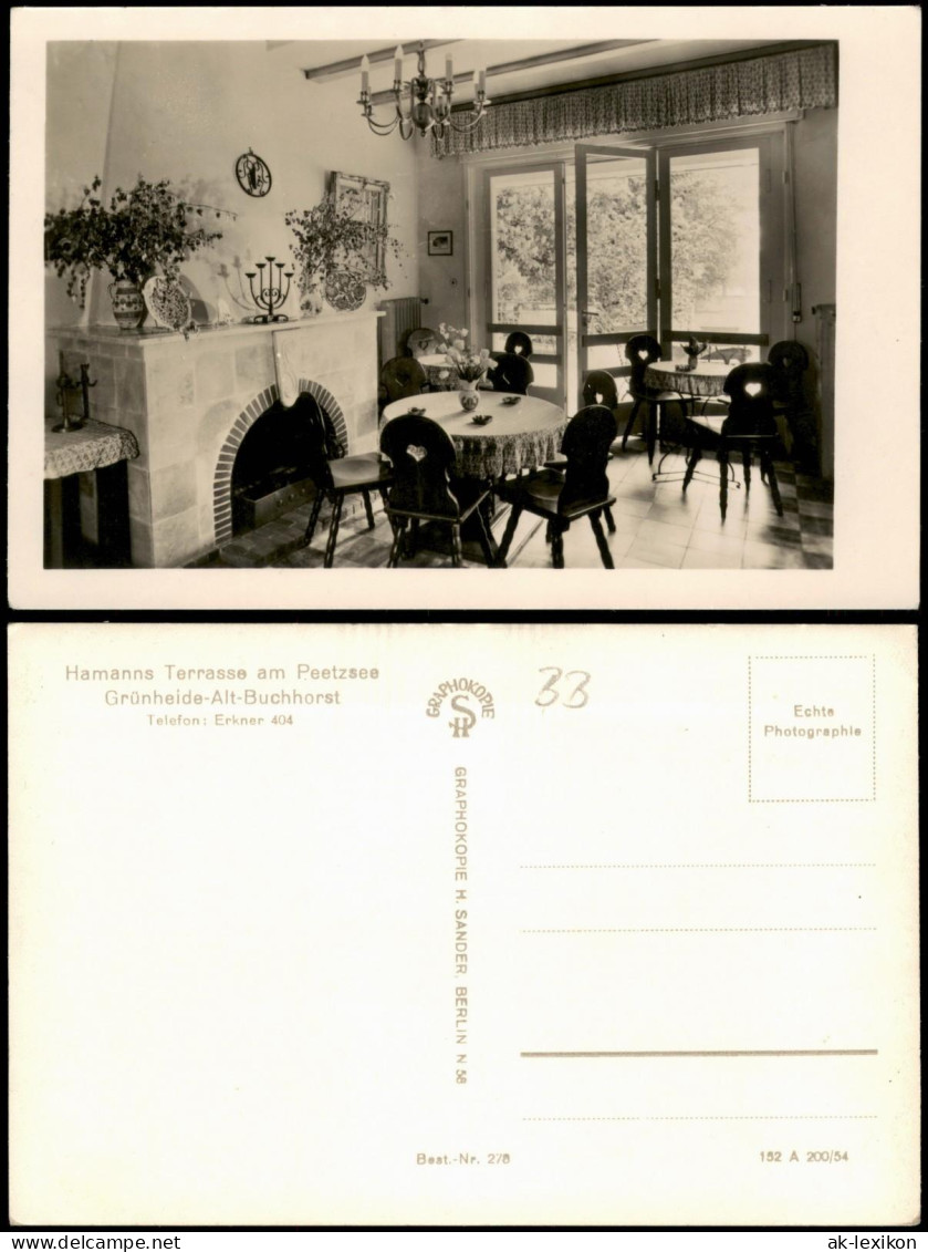 Altbuchhorst-Grünheide (Mark) Hamanns Terrasse Peetzsee Innenansicht 1954