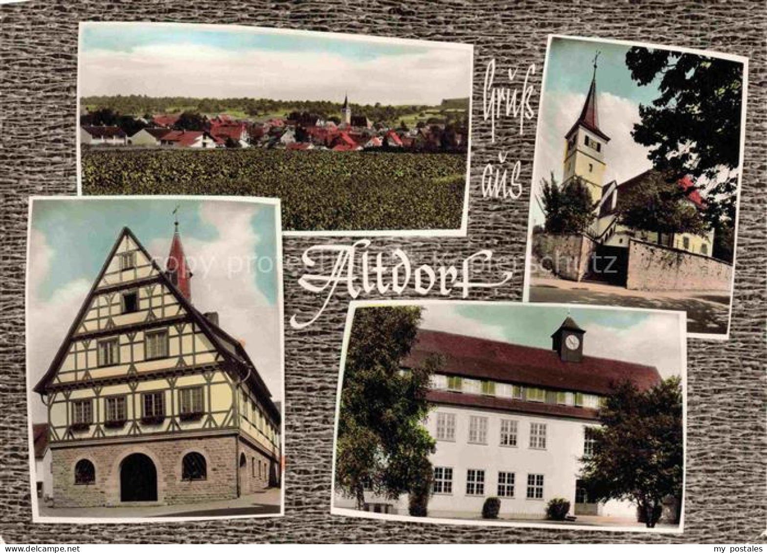 Altdorf Boeblingen Fachwerkhaus Kirche Ortsansicht Schule Weinberg Mehrbildkarte