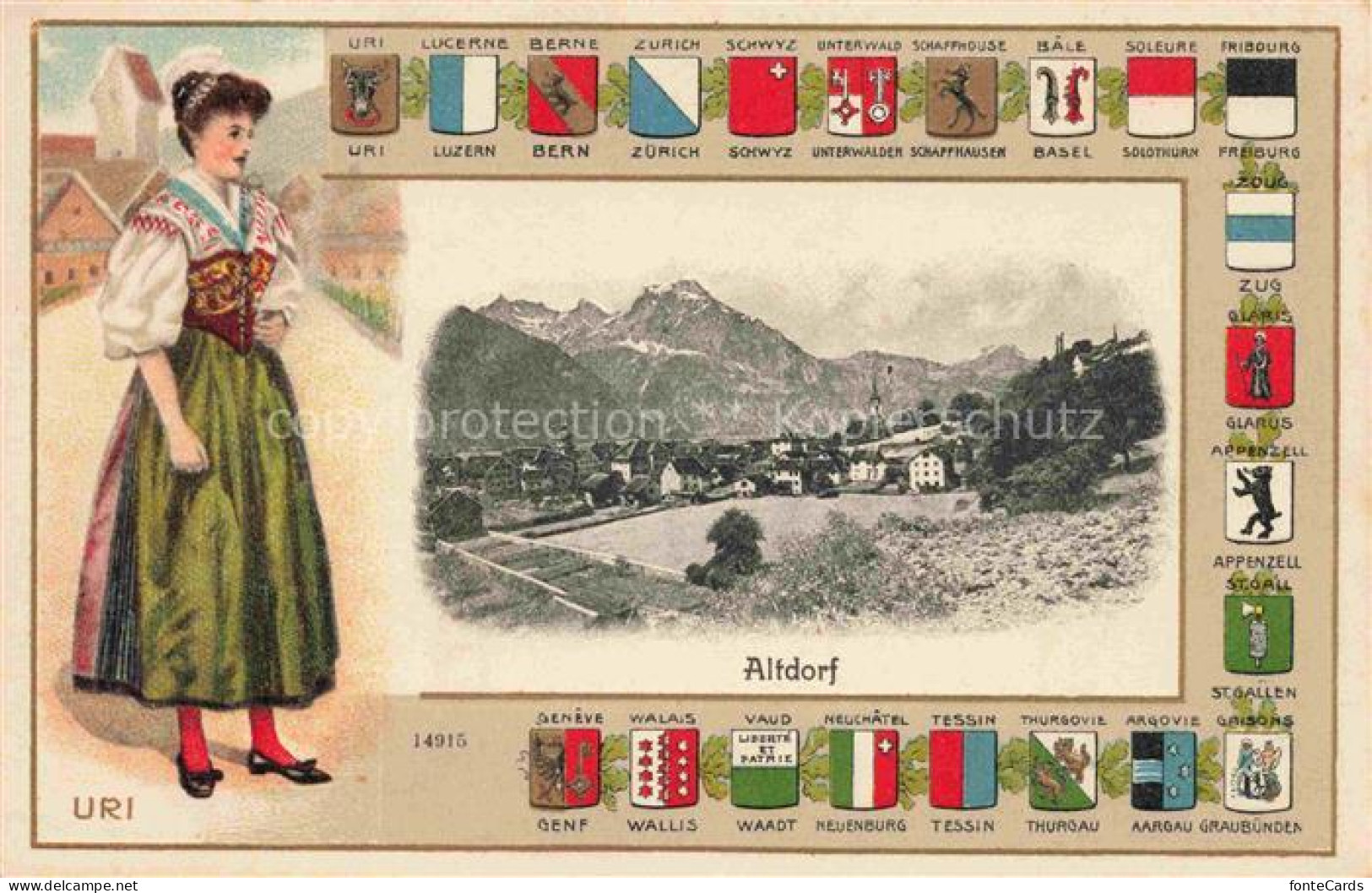 Altdorf  UR Panorama Trachten Uri Wappen