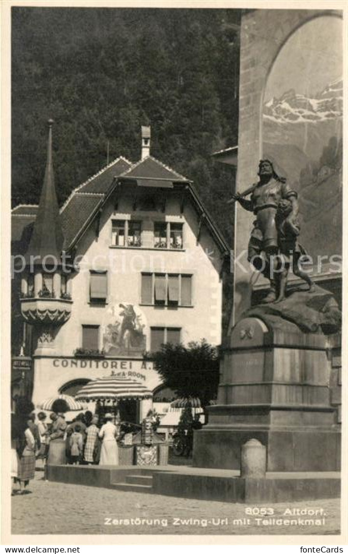 Altdorf UR Zerstoerung Zwing Uri mit Telldenkmal