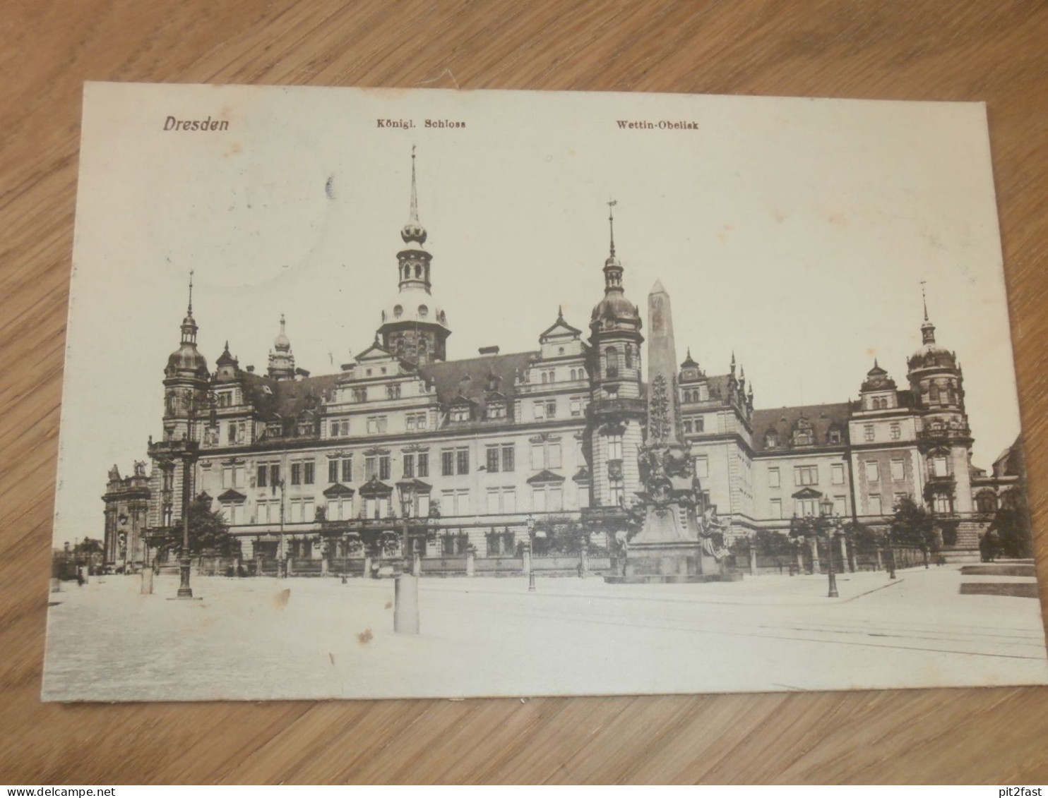 alte AK - Dresden , 1914 , Wettin-Obelisk und Schloss , Ansichtskarte