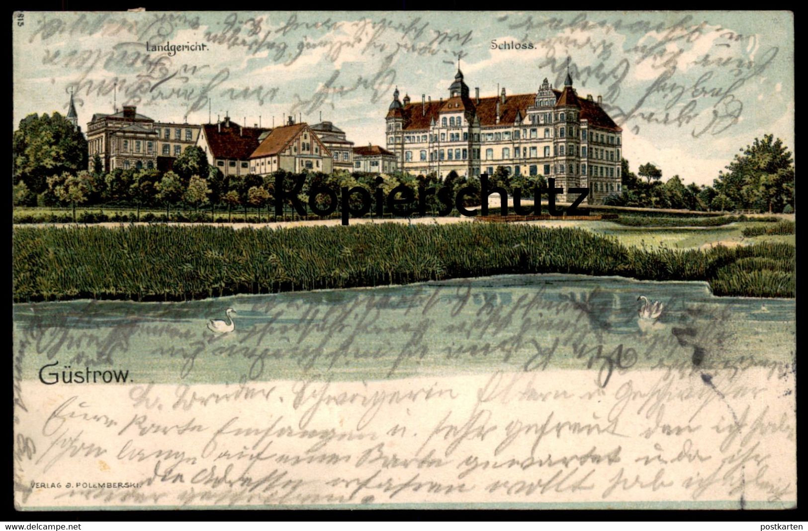 ALTE LITHO POSTKARTE GÜSTROW LANDGERICHT SCHLOSS castle chateau Ansichtskarte AK cpa postcard