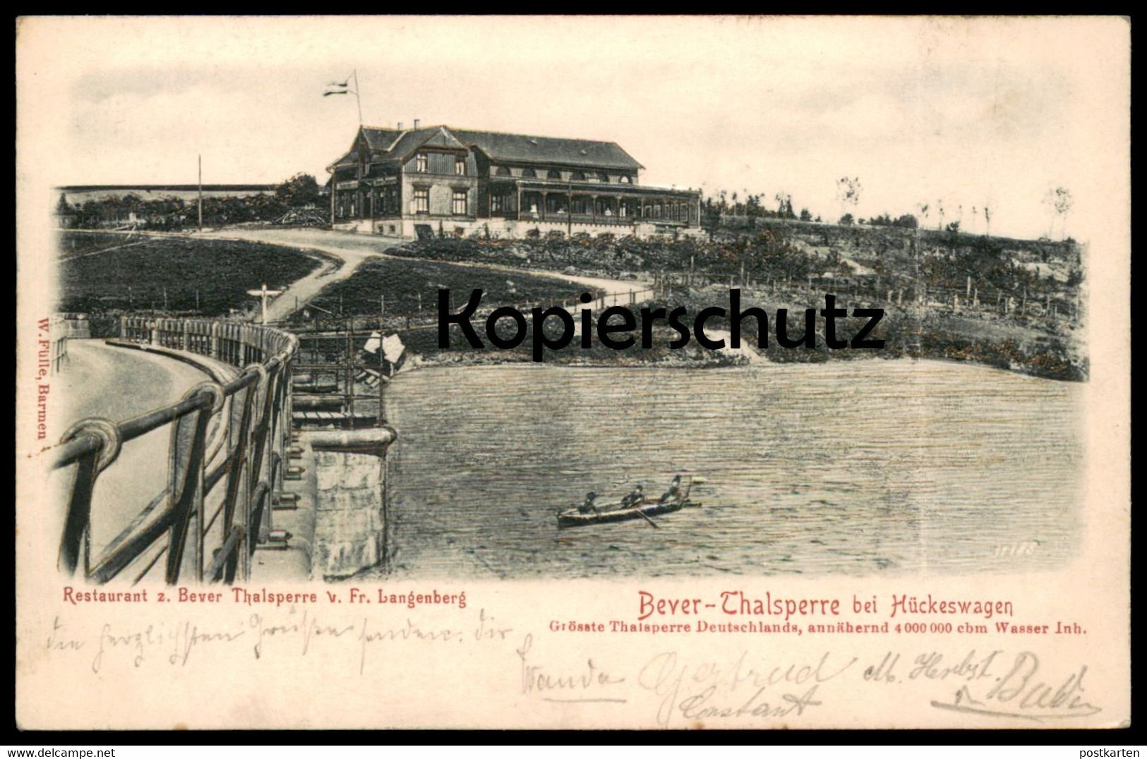 ALTE POSTKARTE BEVER-THALSPERRE BEI HÜCKESWAGEN RELIEF BEVERTALSPERRE RESTAURANT Prägekarte postcard Ansichtskarte cpa