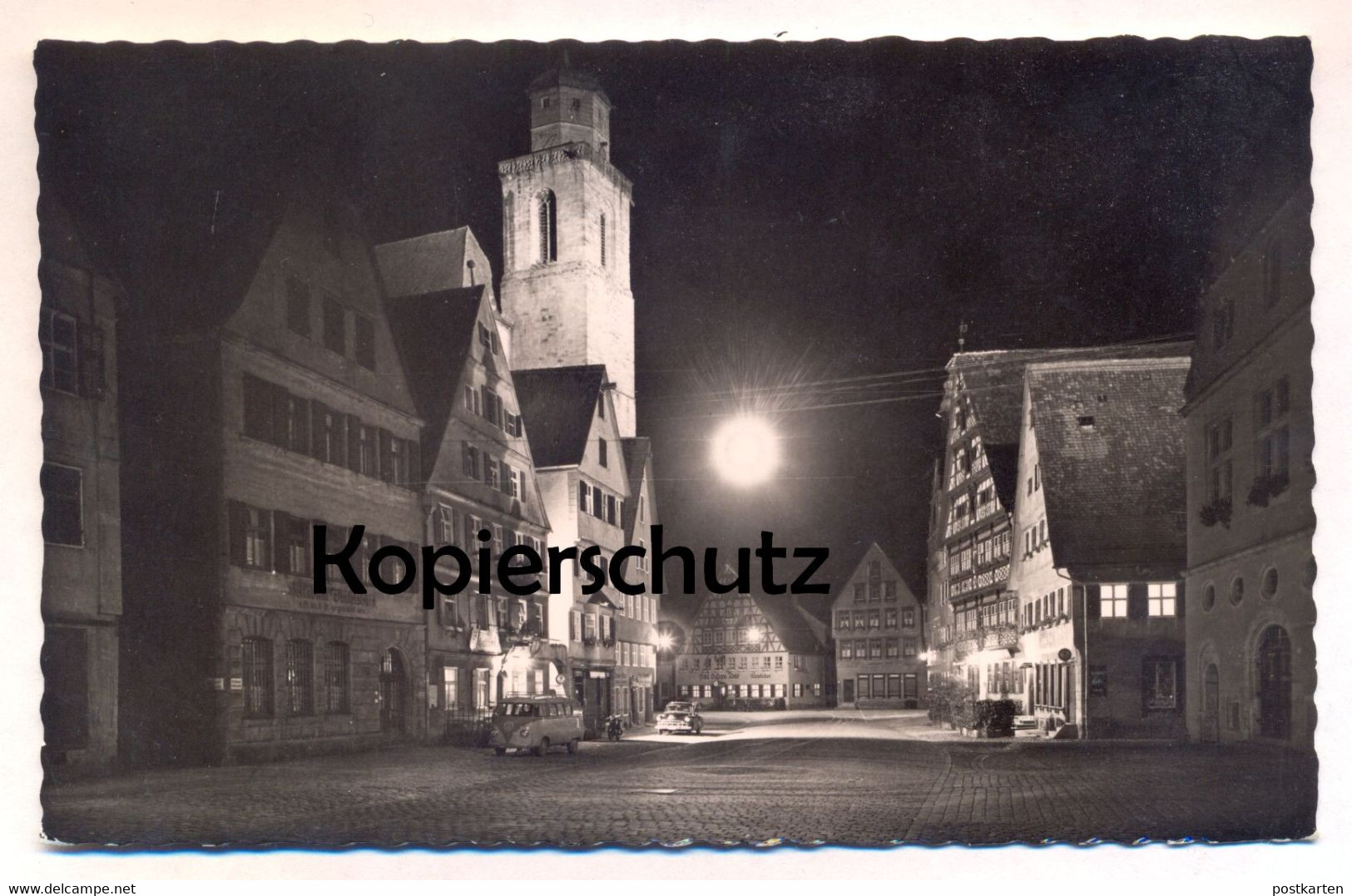 ALTE POSTKARTE DINKELSBÜHL DIE 1000 JÄHRIGE STADT VOLKSWAGEN VW BUS BEI NACHT at night nuit Ansichtskarte cpa postcard