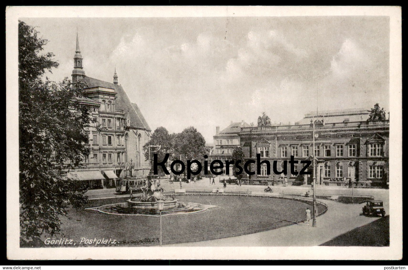 ALTE POSTKARTE GÖRLITZ POSTPLATZ STRASSENBAHN AUTO Zgorzelec AK Ansichtskarte postcard cpa