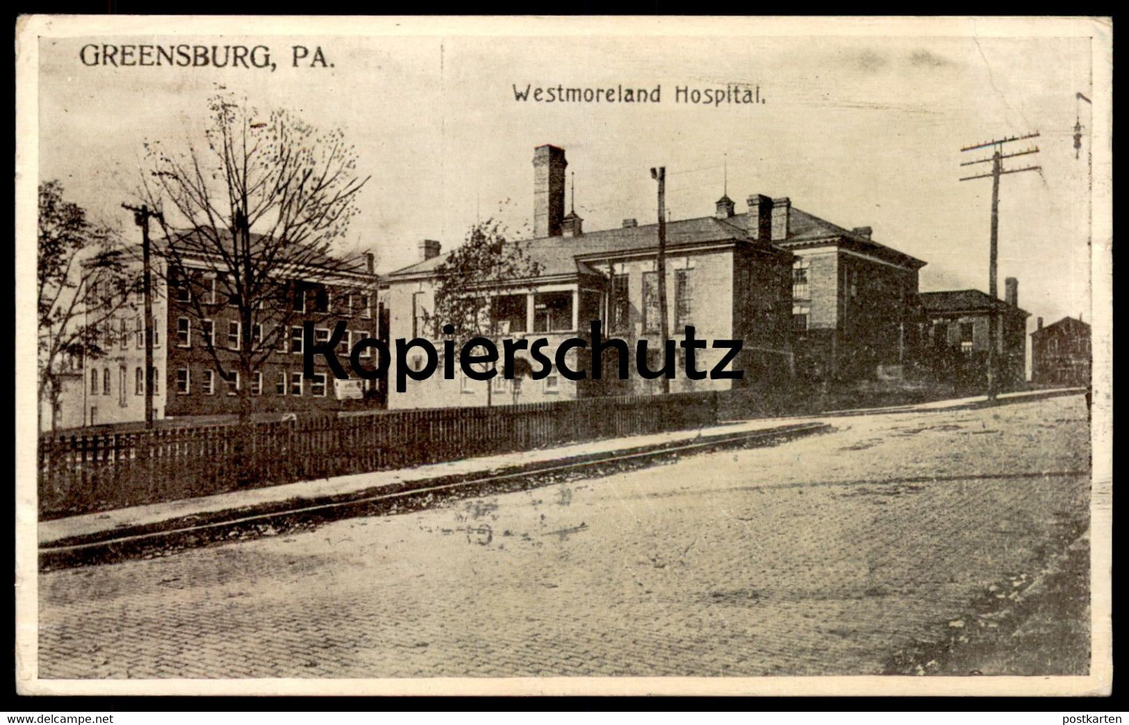 ALTE POSTKARTE GREENSBURG PA. WESTMORELAND HOSPITAL America USA Amerika Krankenhaus hopital cpa postcard AK Pennsylvania