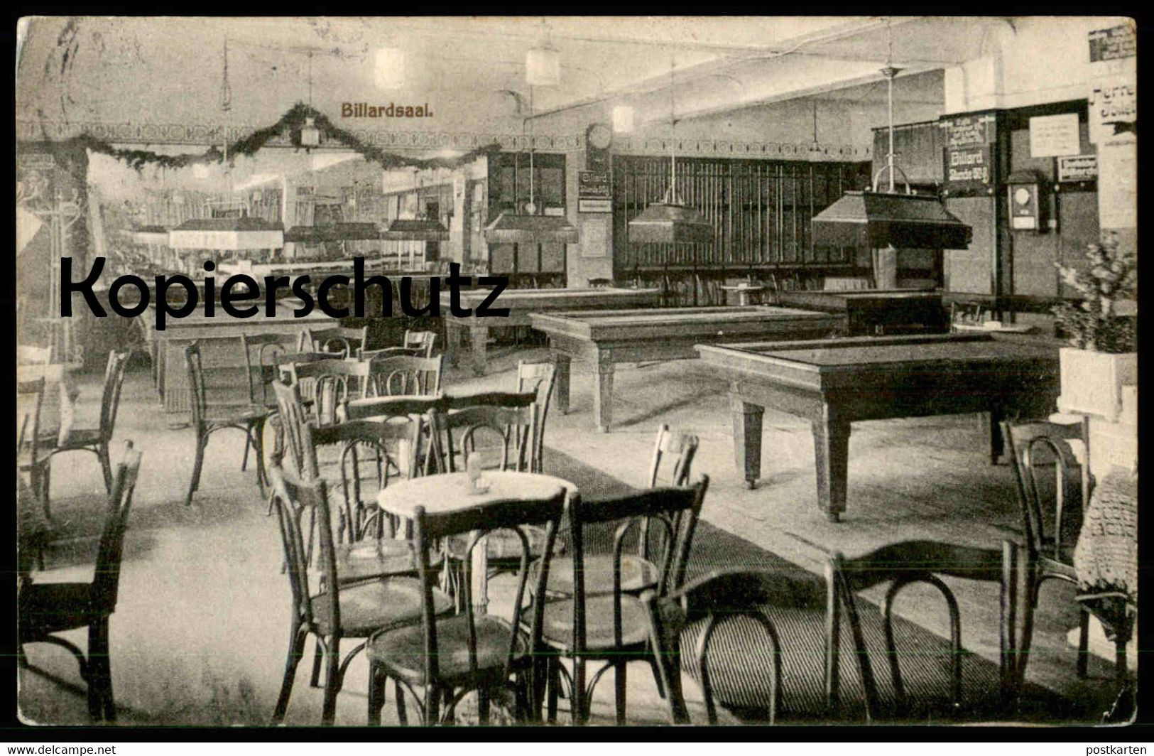 ALTE POSTKARTE GRUSS AUS DEM HOTEL RESTAURANT CAFÉ BAVARIA OSNABRÜCK BILLARDSAAL BILLARD DEUTSCHE POST PEKING billiards
