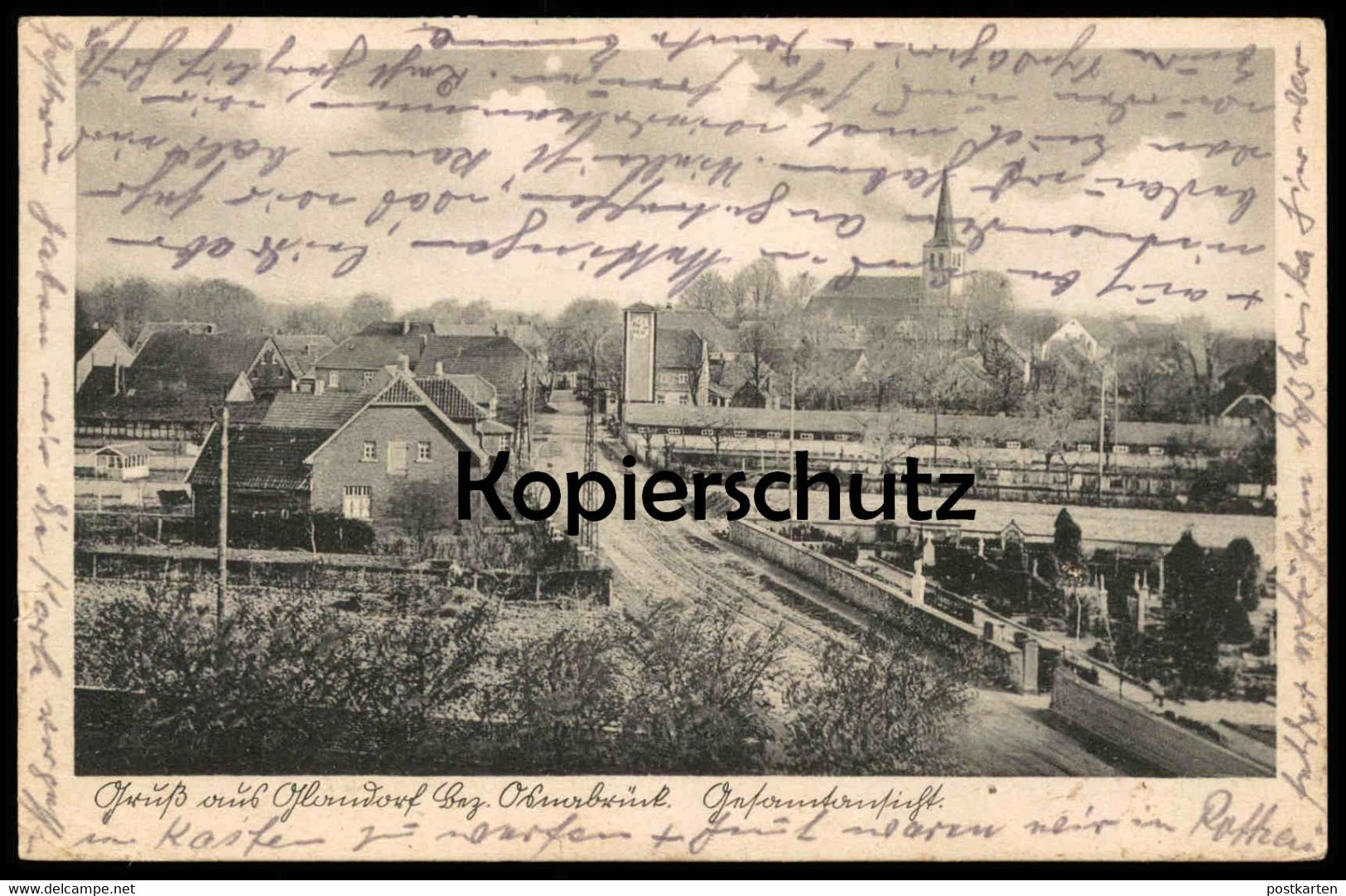 ALTE POSTKARTE GRUSS AUS GLANDORF BEZIRK OSNABRÜCK GESAMTANSICHT Friedhof cemetery churchyard cimetière Niedersachsen AK