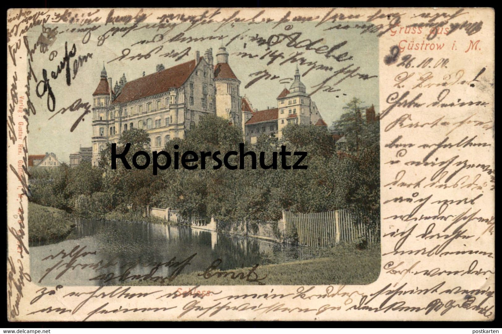 ALTE POSTKARTE GRUSS AUS GÜSTROW IN MECKLENBURG SCHLOSS castle chateau postcard cpa AK Ansichtskarte