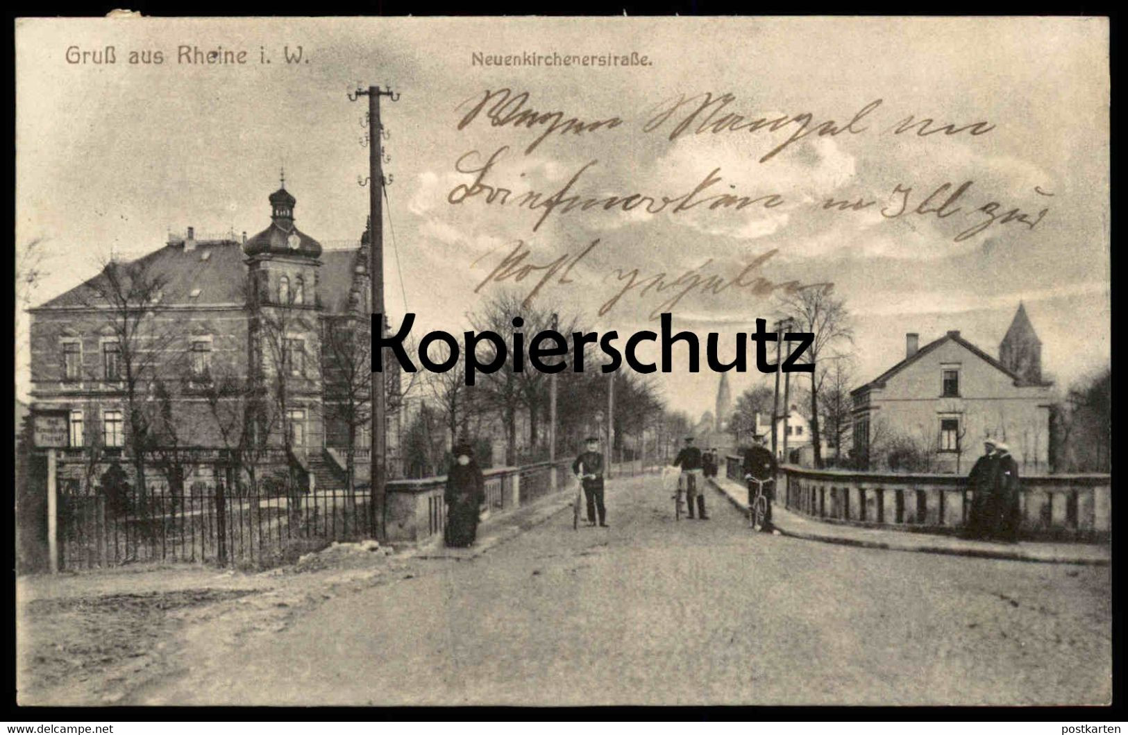 ALTE POSTKARTE GRUSS AUS RHEINE WESTFALEN NEUENKIRCHENERSTRASSE 1915 Neuenkirchener Strasse postcard Ansichtskarte cpa