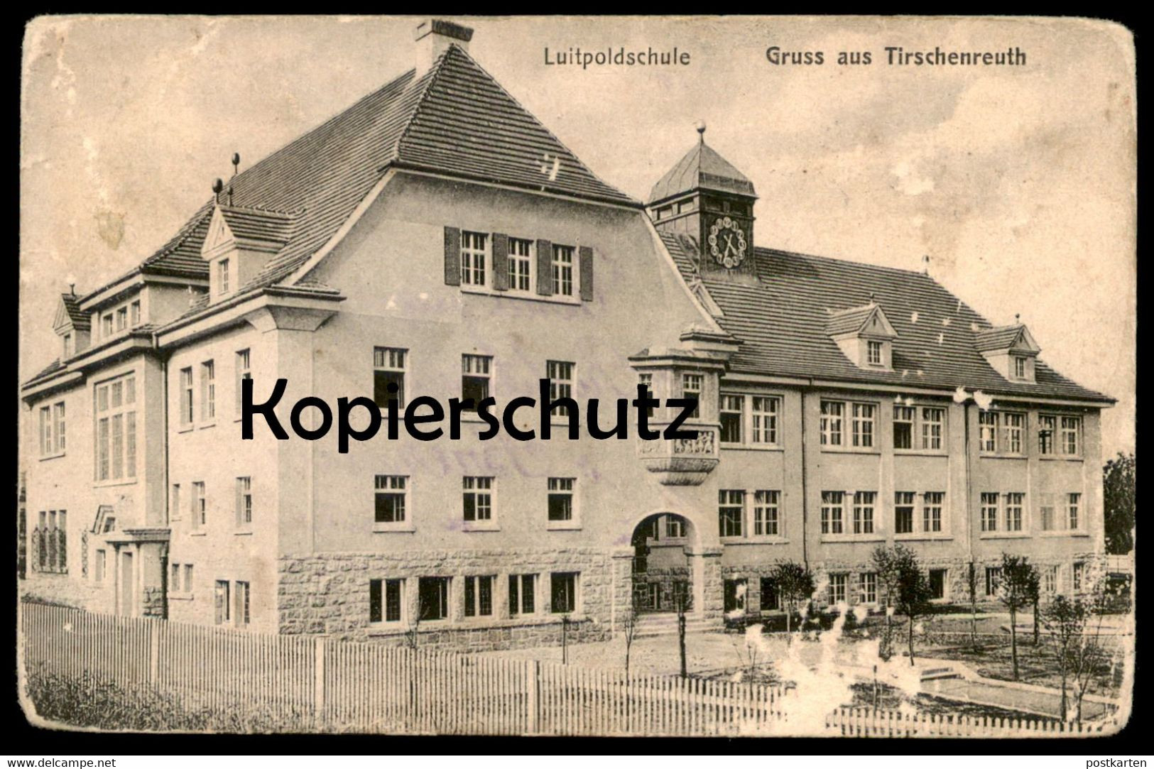 ALTE POSTKARTE GRUSS AUS TIRSCHENREUTH LUITPOLDSCHULE Schule school école cpa postcard AK Ansichtskarte