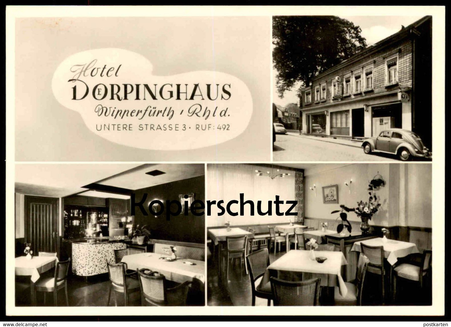 ALTE POSTKARTE HOTEL DOERPINGHAUS WIPPERFÜRTH RHEINLAND VW KÄFER Ansichtskarte cpa AK postcard